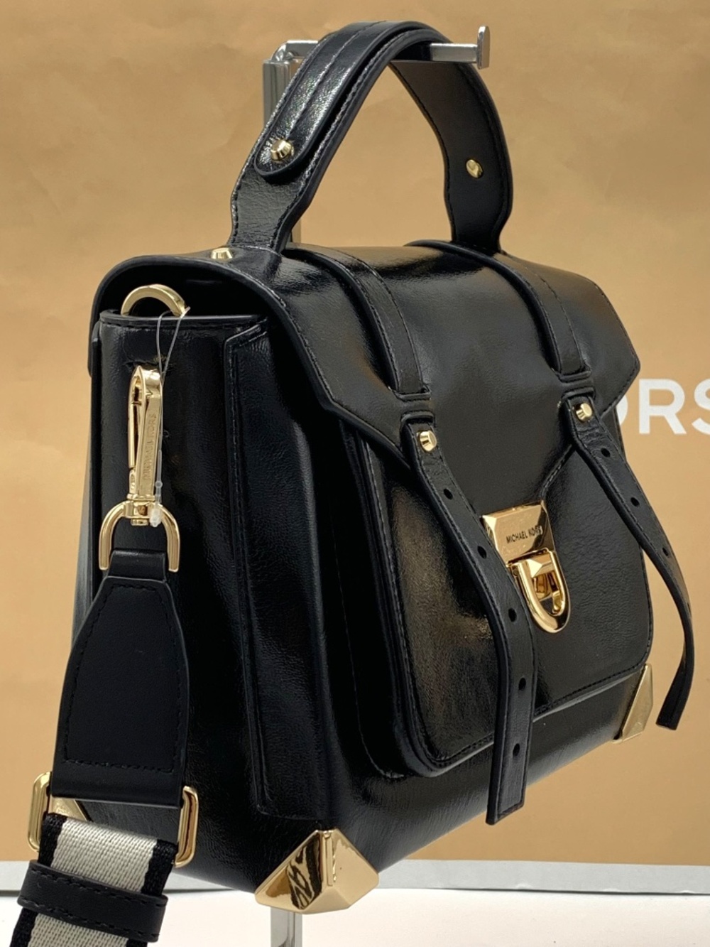 Michael kors Manhattan Medium Patent Faux Leather Satchel Black - Picture 2 of 15